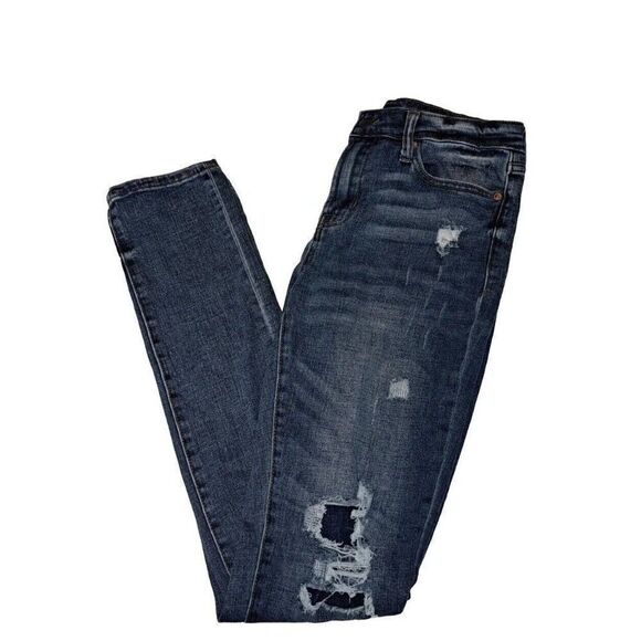 Aeropostale Mens Blue Stacked Ultra Skinny Jeans Distressed 31x30 - Picture 2 of 6